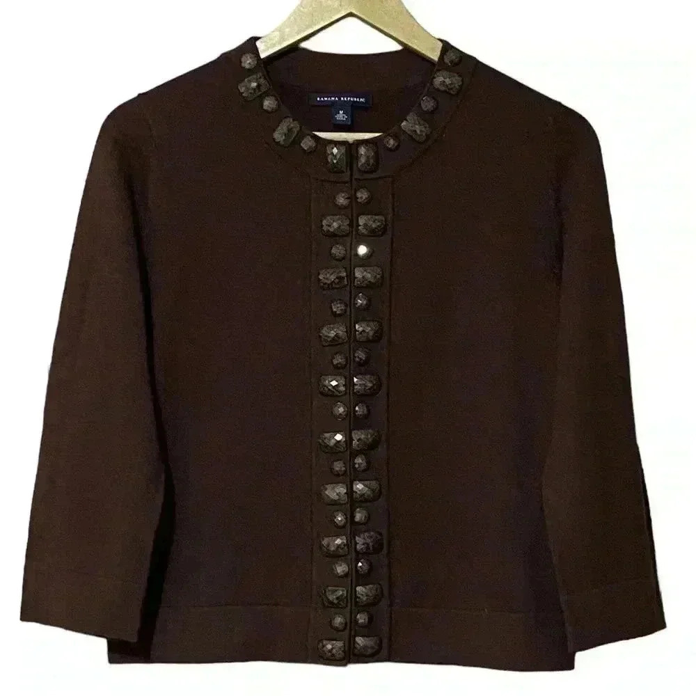 Banana Republic Brown Wool Blend Embellished Sweater Medium